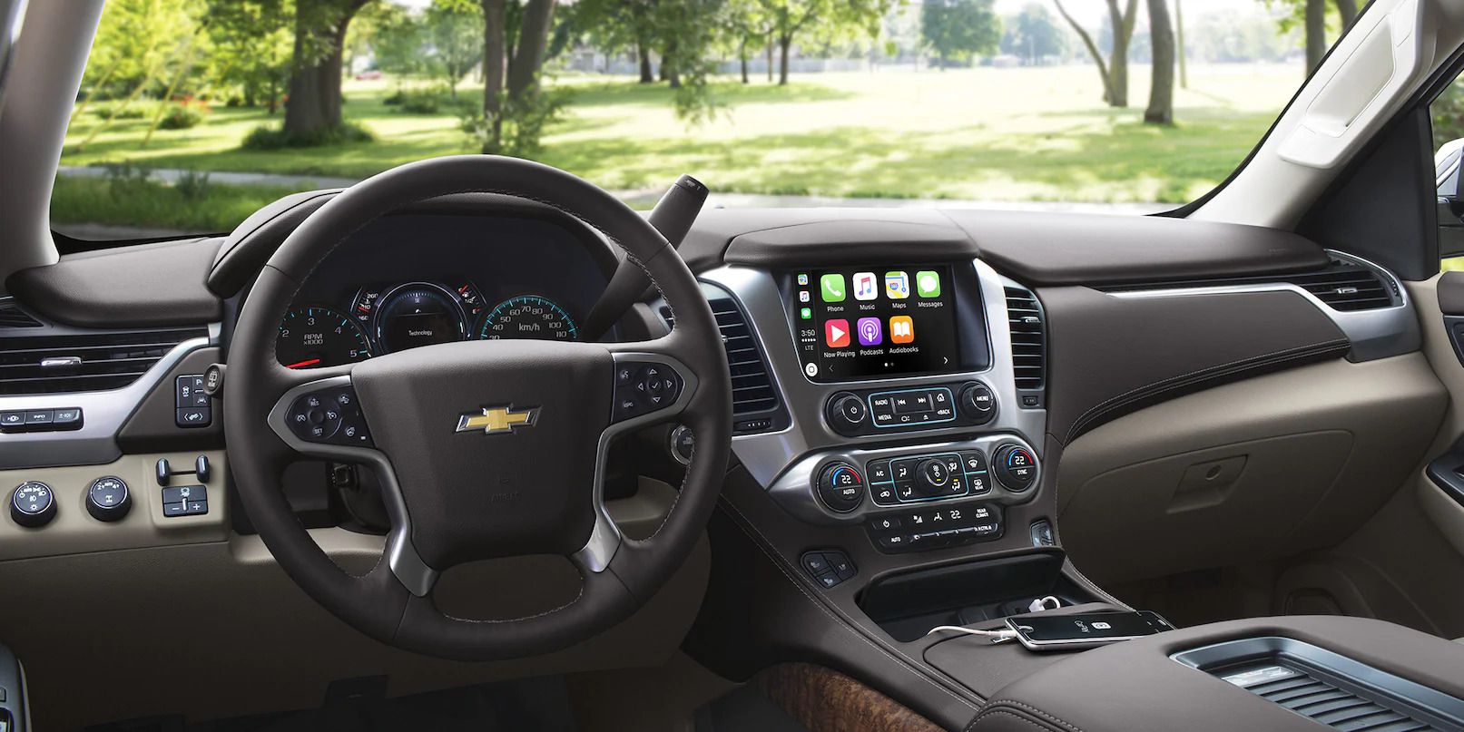 2019 Tahoe car interior with display